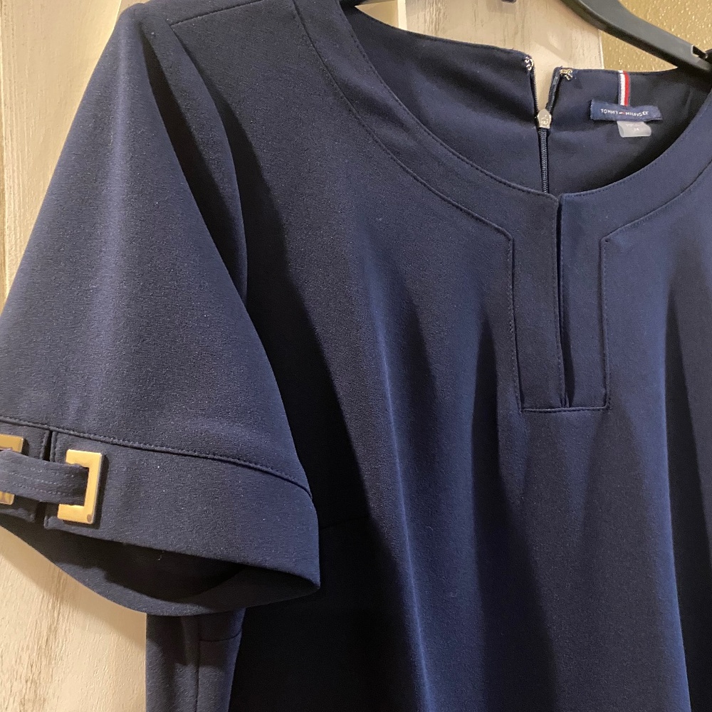 Tommy Hilfger A-Line Dress with Short Sleeves and Pockets